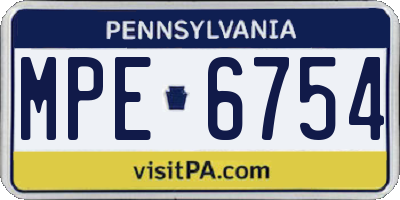 PA license plate MPE6754