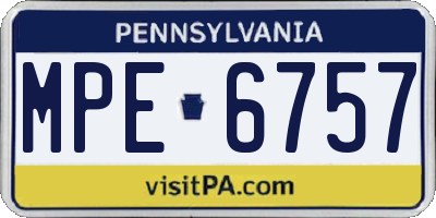 PA license plate MPE6757