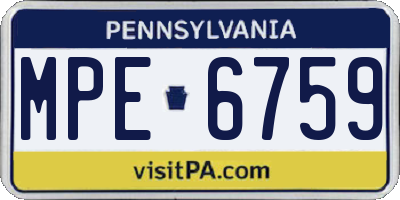 PA license plate MPE6759