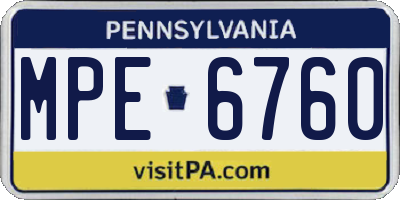 PA license plate MPE6760