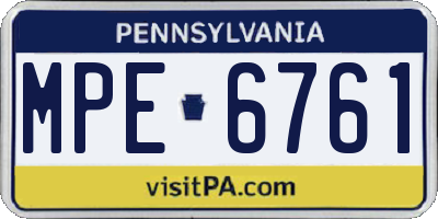 PA license plate MPE6761
