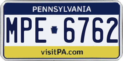 PA license plate MPE6762