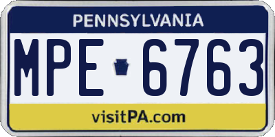 PA license plate MPE6763