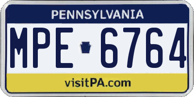 PA license plate MPE6764