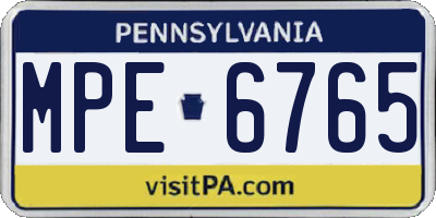 PA license plate MPE6765