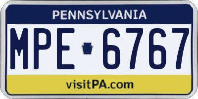 PA license plate MPE6767