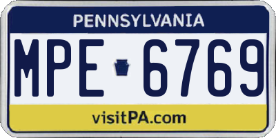 PA license plate MPE6769