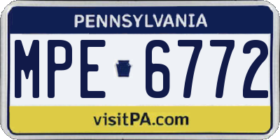 PA license plate MPE6772