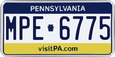 PA license plate MPE6775