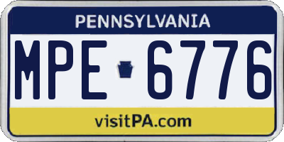 PA license plate MPE6776