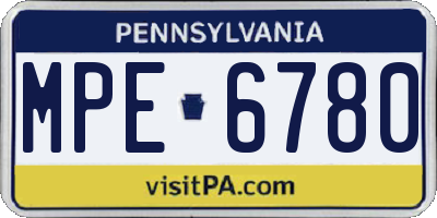 PA license plate MPE6780
