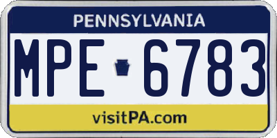 PA license plate MPE6783