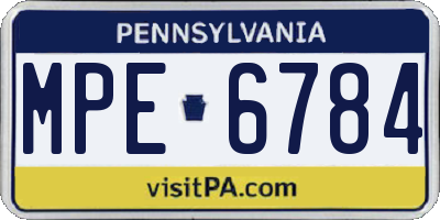 PA license plate MPE6784