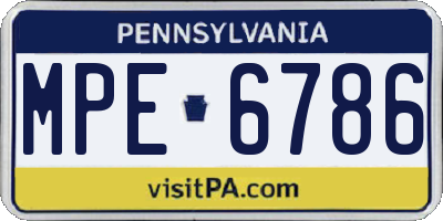 PA license plate MPE6786