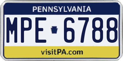 PA license plate MPE6788