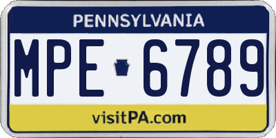PA license plate MPE6789