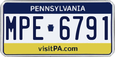 PA license plate MPE6791
