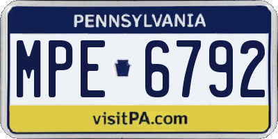 PA license plate MPE6792
