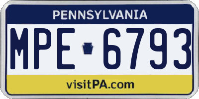 PA license plate MPE6793