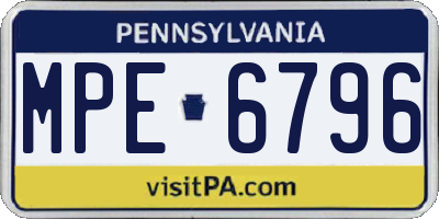 PA license plate MPE6796