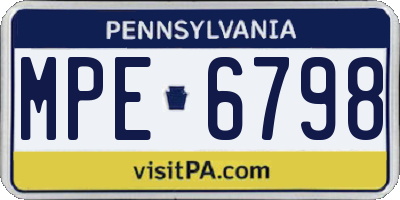 PA license plate MPE6798
