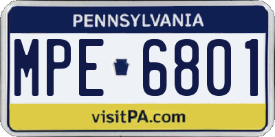 PA license plate MPE6801