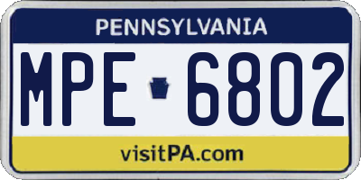 PA license plate MPE6802