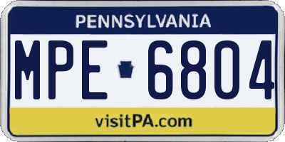 PA license plate MPE6804
