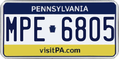 PA license plate MPE6805