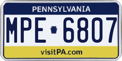 PA license plate MPE6807
