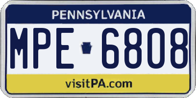 PA license plate MPE6808