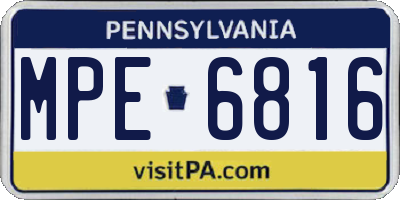 PA license plate MPE6816