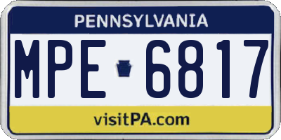 PA license plate MPE6817