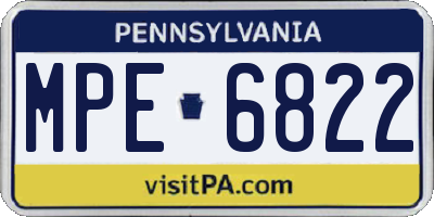 PA license plate MPE6822