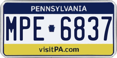 PA license plate MPE6837
