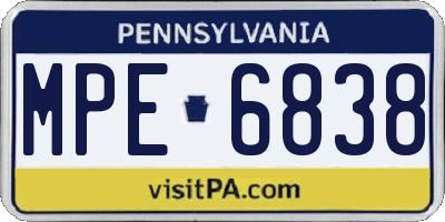 PA license plate MPE6838