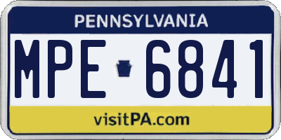 PA license plate MPE6841