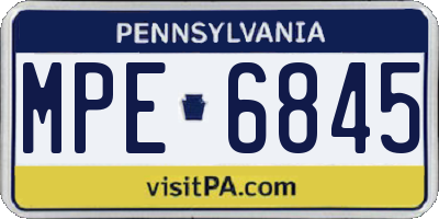PA license plate MPE6845