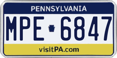 PA license plate MPE6847