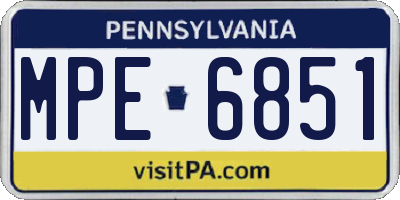 PA license plate MPE6851