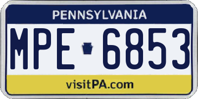 PA license plate MPE6853