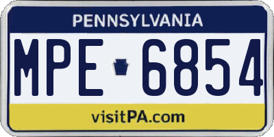 PA license plate MPE6854