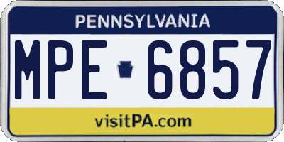PA license plate MPE6857
