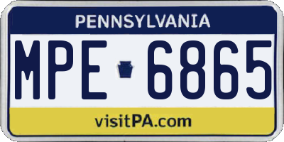 PA license plate MPE6865