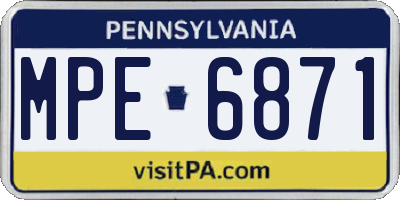 PA license plate MPE6871