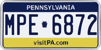 PA license plate MPE6872