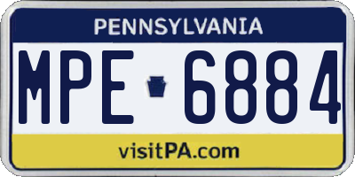 PA license plate MPE6884