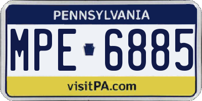 PA license plate MPE6885