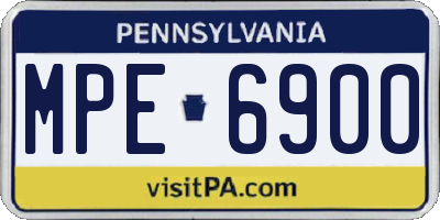 PA license plate MPE6900