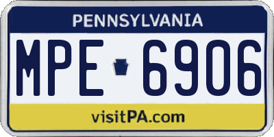 PA license plate MPE6906